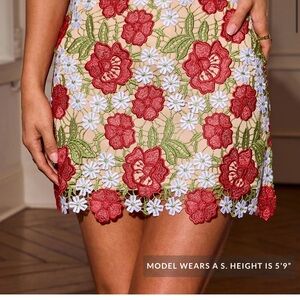 Vici Red and Green Floral Mini Skirt